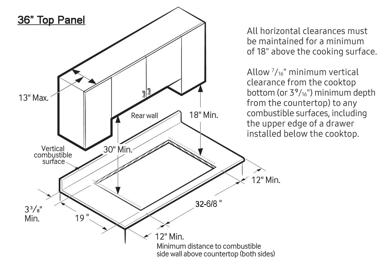 THE HOME DEPOT JZS75012 Gas Cooktop - CLEARANCE DIMENSIONS 2