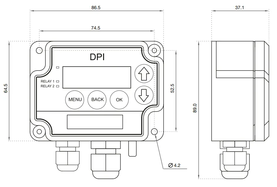 HK INSTRUMENTS DPI Series Differential Pressure Switches - DIMENSIONAL DRAWINGS