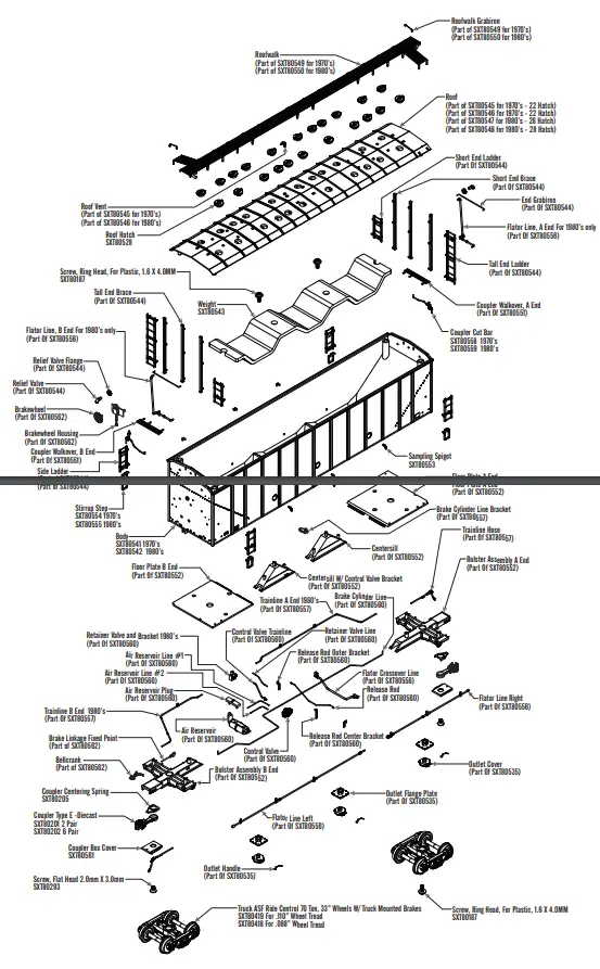 RIVET COUNTER Ho Scale Thrall 5750 Carbon Black - Diagram