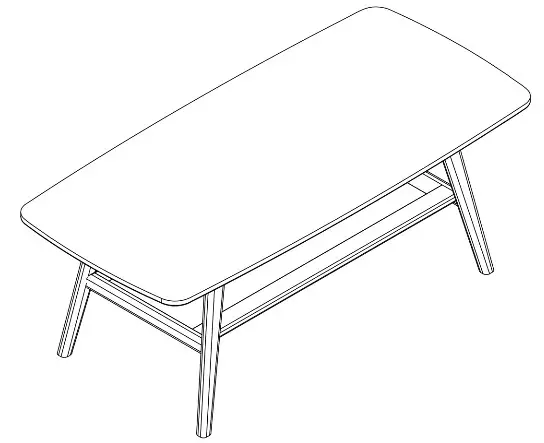 URTR HY02388Y Brown Oak Solid Wood Rectangular Coffee Table Accent Table with Storage Shelf - cover