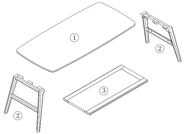 URTR HY02388Y Brown Oak Solid Wood Rectangular Coffee Table Accent Table with Storage Shelf - overview 1