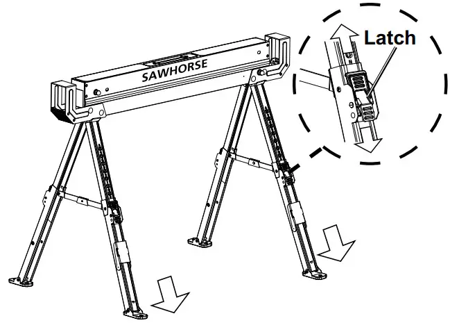 Bauer 57807 1300 LB Capacity Steel Sawhorse - Legs down slightly