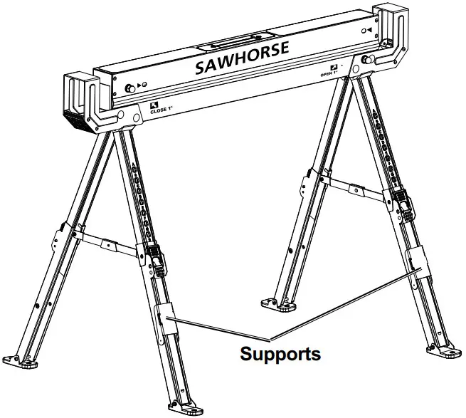 Bauer 57807 1300 LB Capacity Steel Sawhorse - Workpiece in place