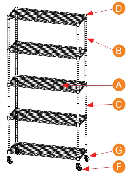 EFINE-RL200-5WX2,-5-Shelf-Shelving-Units-and-Storage-on -Wheels-fig-2