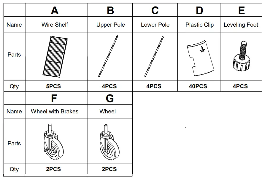 EFINE-RL200-5WX2,-5-Shelf-Shelving-Units-and-Storage-on -Wheels-fig-3