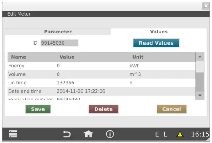 Relay WEBLOG 250 M Bus Datalogger Devices - Filter meter view