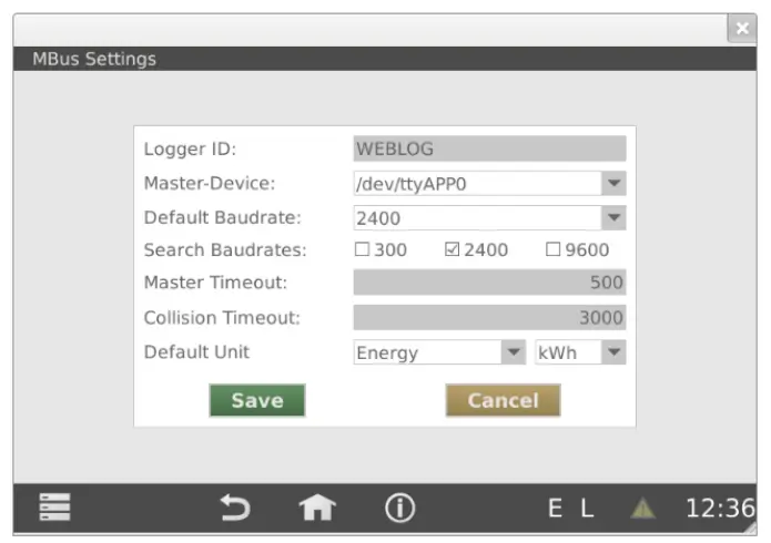 Relay WEBLOG 250 M Bus Datalogger Devices - identify of the export