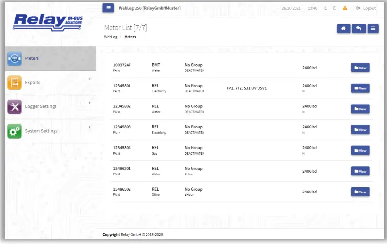 Relay WEBLOG 250 M Bus Datalogger Devices - intuitive and mostly