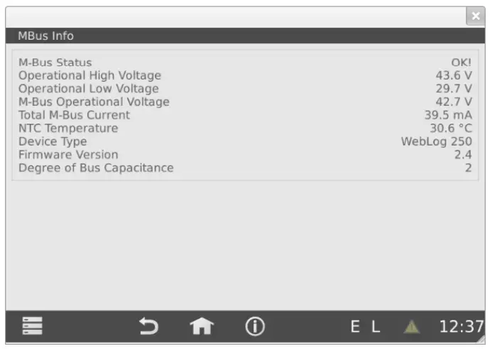 Relay WEBLOG 250 M Bus Datalogger Devices - warning curren