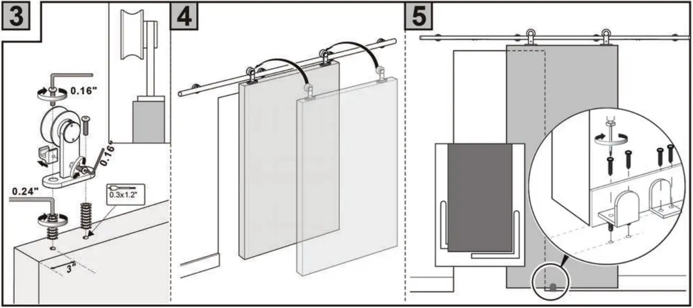 SDH SW03 SS SC NR Soft Closing Townhouse Barn Door Hardware - Figure 2
