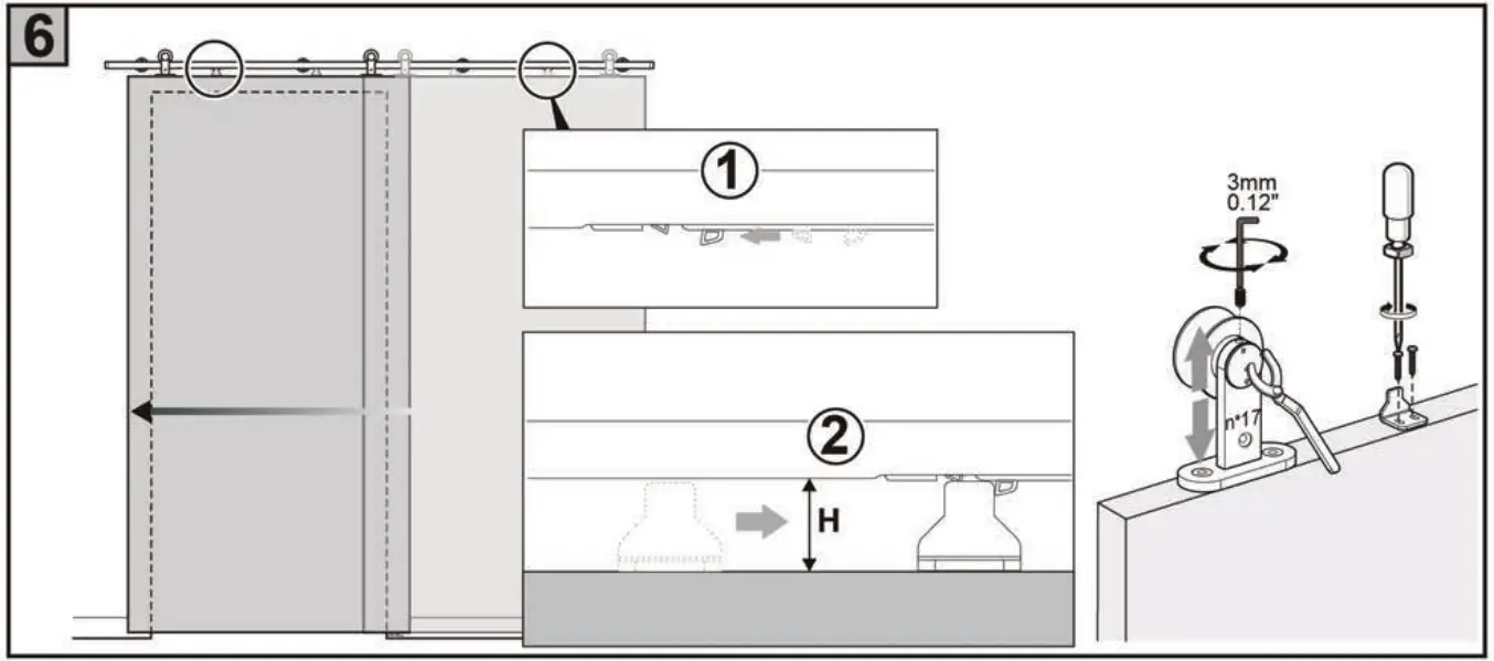 SDH SW03 SS SC NR Soft Closing Townhouse Barn Door Hardware - Figure 3