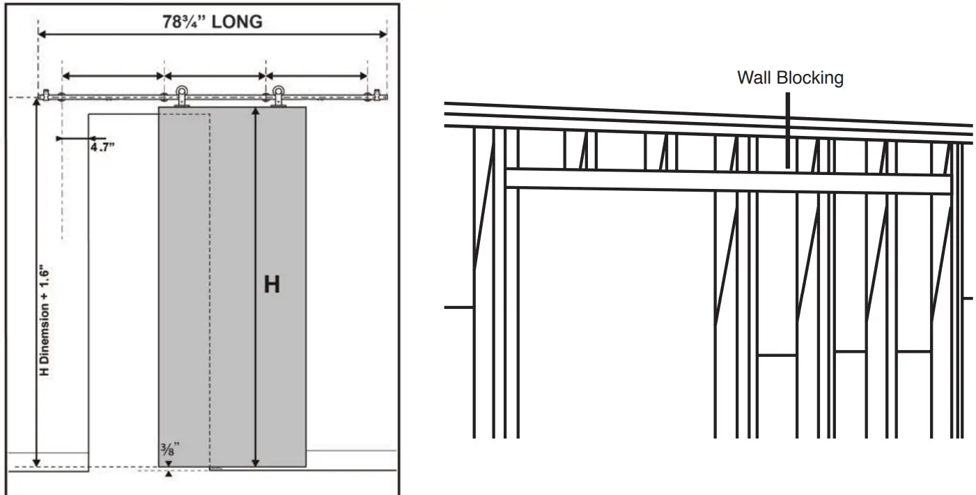 SDH SW03 SS SC NR Soft Closing Townhouse Barn Door Hardware - SOFT-CLOSING TOWNHOUSE