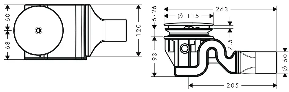hansgrohe 60065180 Raindrain 90 XXL Basic Set for Waste Systems Shower - fig 1