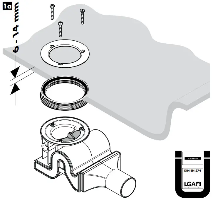 hansgrohe 60065180 Raindrain 90 XXL Basic Set for Waste Systems Shower - fig 2