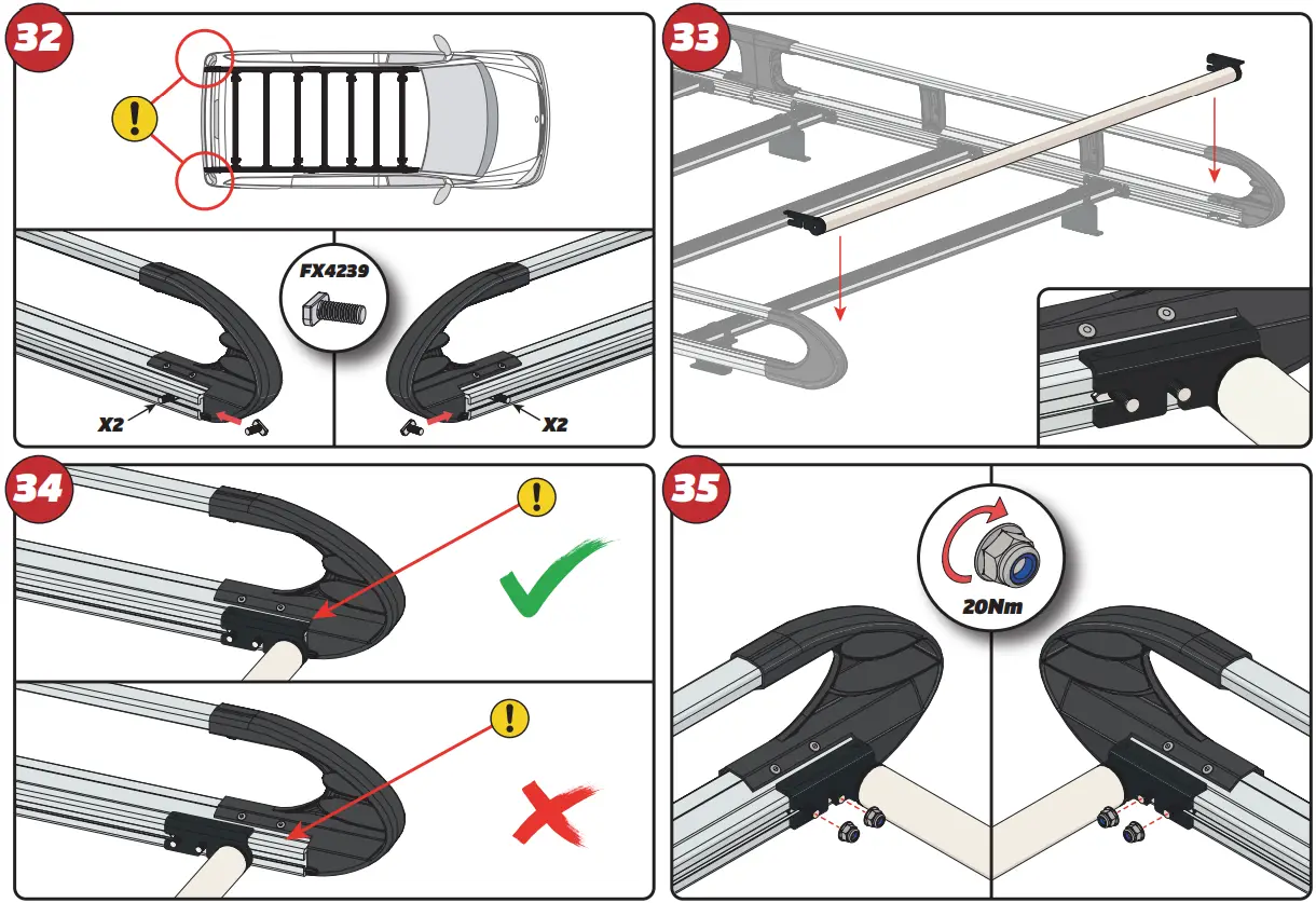 VAN GUARD VGUR-229 Roof Rack 7 bar ULTI Rack L2H1 Twin Doors - COMPONENTS 10