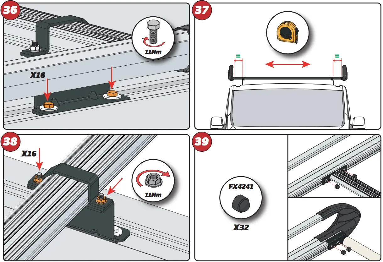 VAN GUARD VGUR-229 Roof Rack 7 bar ULTI Rack L2H1 Twin Doors - COMPONENTS 11