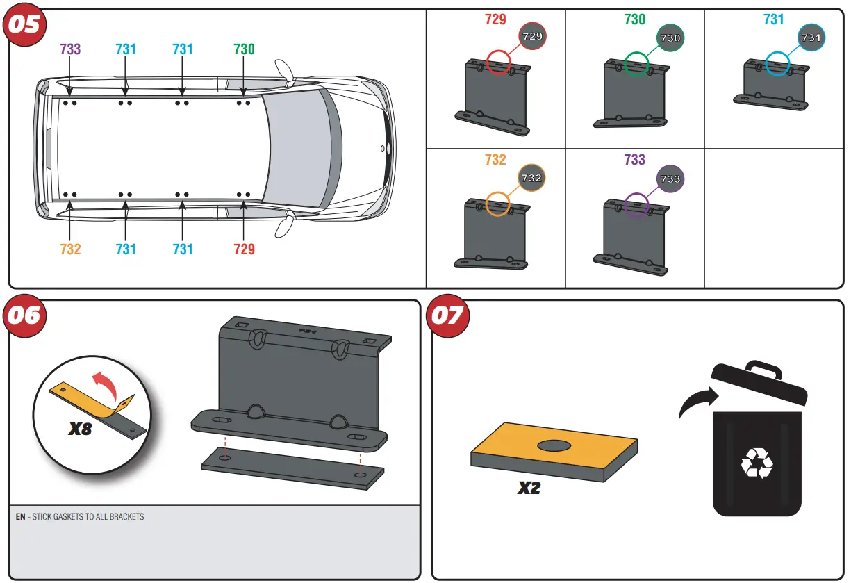 VAN GUARD VGUR-229 Roof Rack 7 bar ULTI Rack L2H1 Twin Doors - COMPONENTS 3