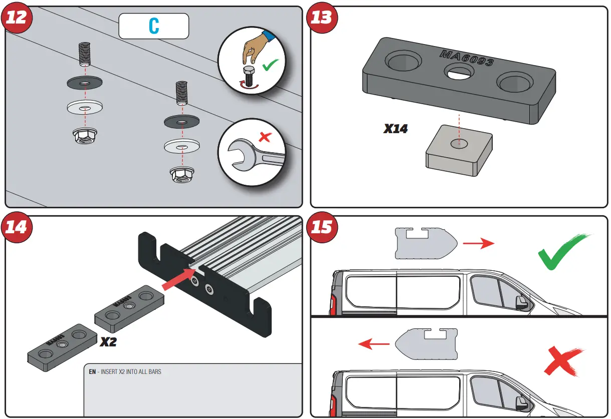 VAN GUARD VGUR-229 Roof Rack 7 bar ULTI Rack L2H1 Twin Doors - COMPONENTS 5