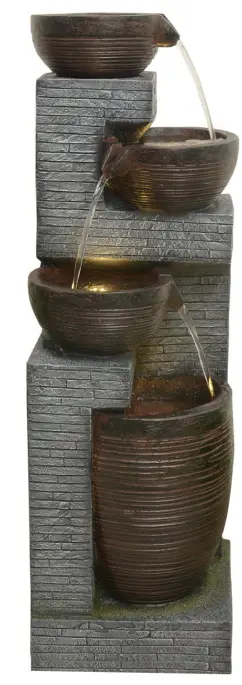 Afoxsos HDMX1139 Gray Outdoor Resin Fountain with Light -