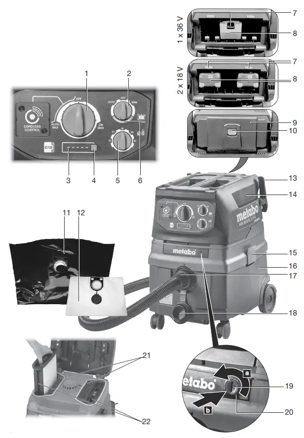 metabo ASR 36-18 BL 25 M SC Cordless Vacuum Cleaner 1