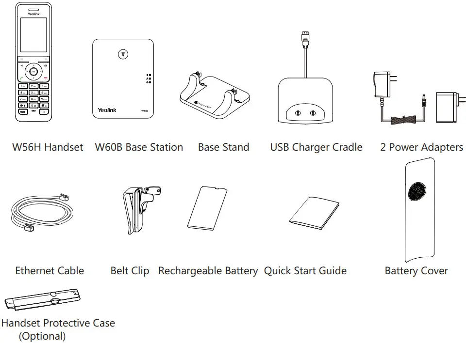 Yealink W60B DECT IP Phone - Package Contents