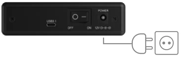 ICY BOX IB 377 C31 Enclosure for 1x HDD SSD with USB 3.1 Gen 2 Type-C Interface and LED Ring - power