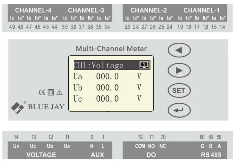 BLUE JAY BJ MCM2403 Multi channel Circuit Metering System - Connection terminal