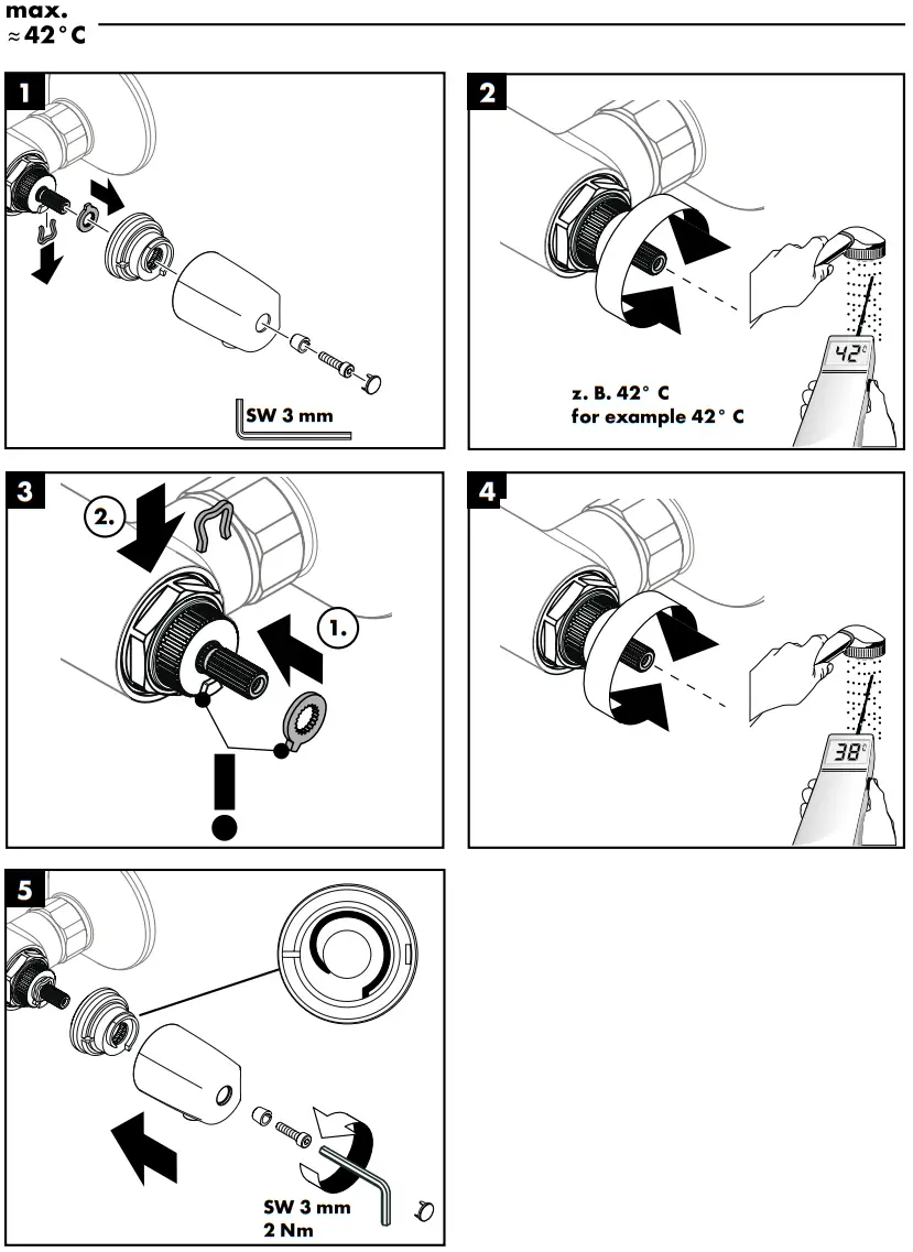 Hansgrohe 13125000 Ecostat E Wall Mounted Shower Thermostat - Assembly 2