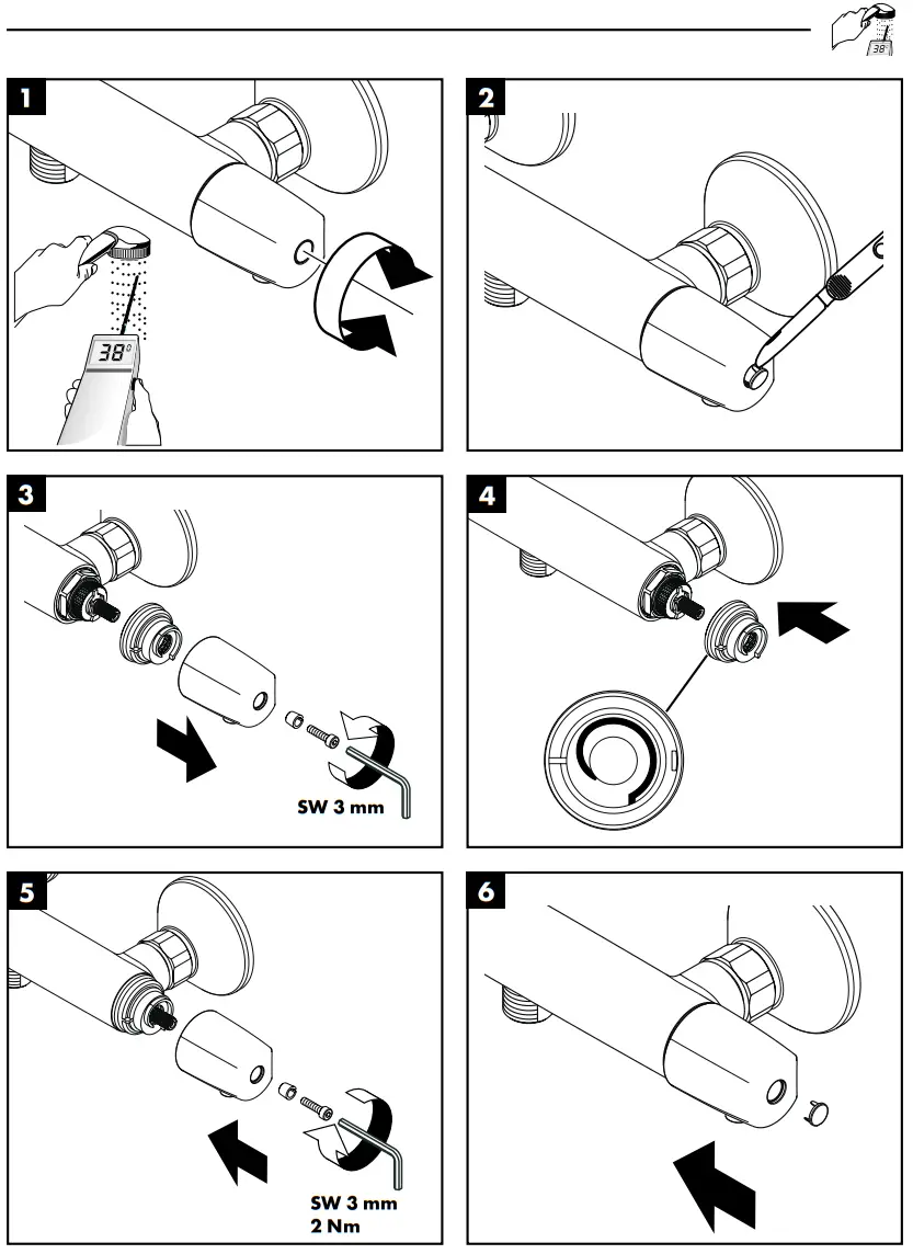 Hansgrohe 13125000 Ecostat E Wall Mounted Shower Thermostat - Assembly 3