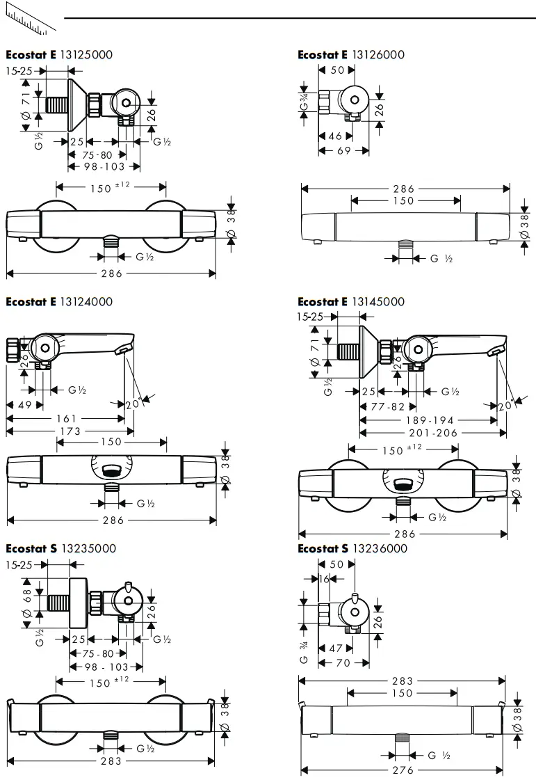 Hansgrohe 13125000 Ecostat E Wall Mounted Shower Thermostat - Assembly 8