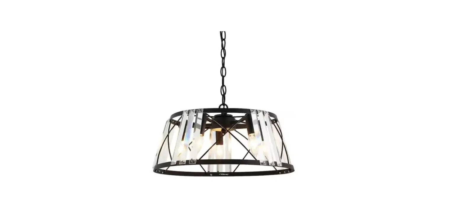 Flint Garden Hlh-27138-5 Modern 5-light Black Metal And Crystal Drum Chandelier Instruction Manual
