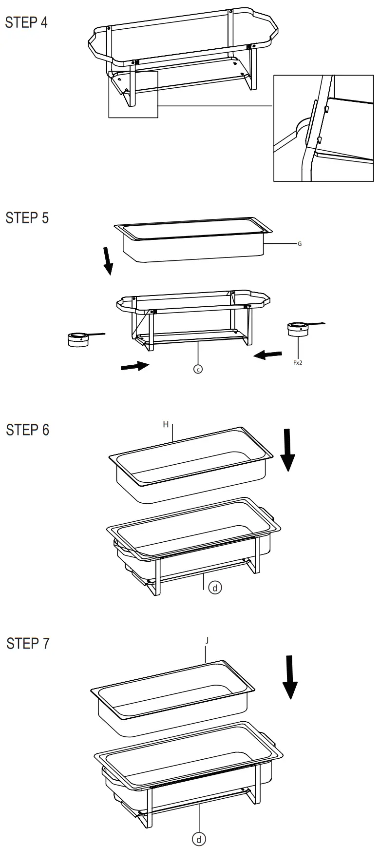 VEVOR DT C1014 Rectangle Chafing Dish - ASSEMBLY STEPS 1