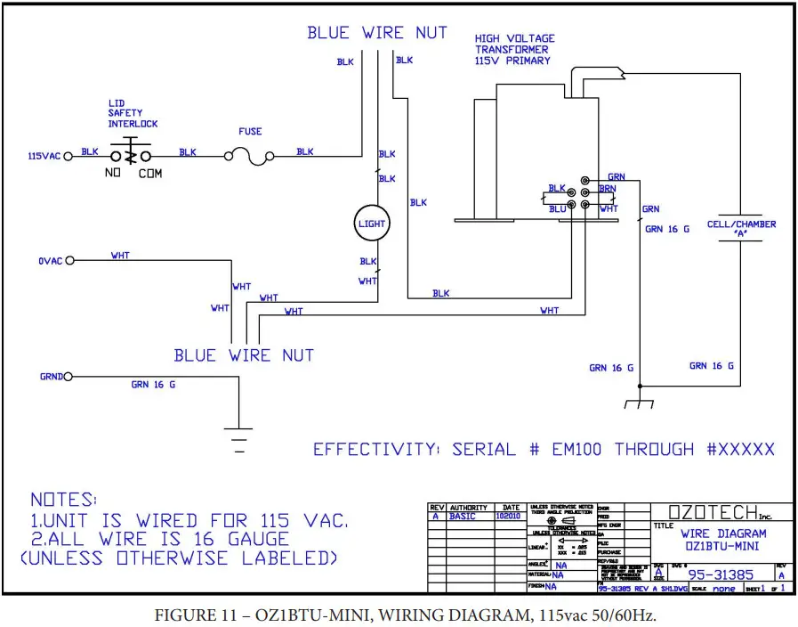 OZOTECH BTU Series Ozone Generator - WIRING DIAGRAM 3