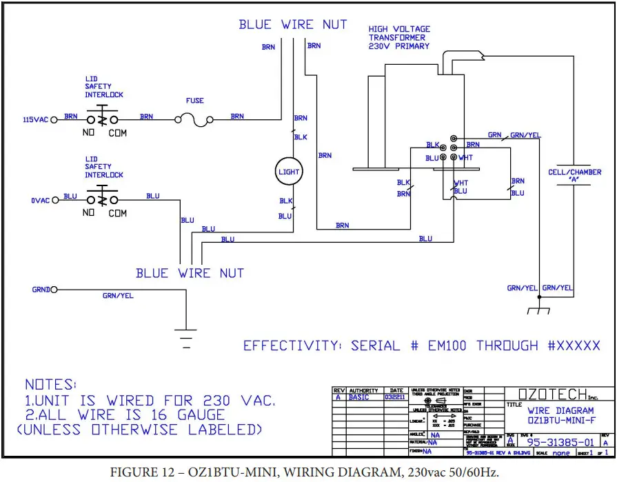 OZOTECH BTU Series Ozone Generator - WIRING DIAGRAM 4