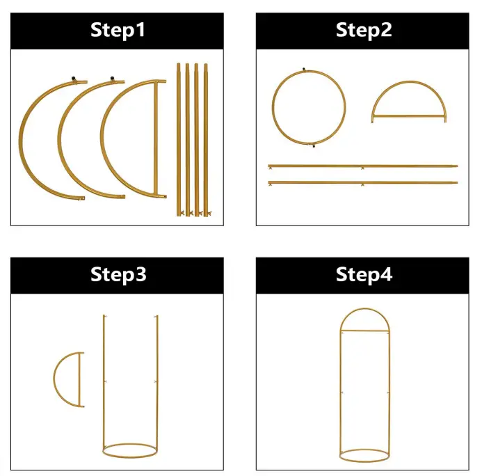HG-ZJ8612-715 Golden Steel Wedding Flower Stand Arbor -