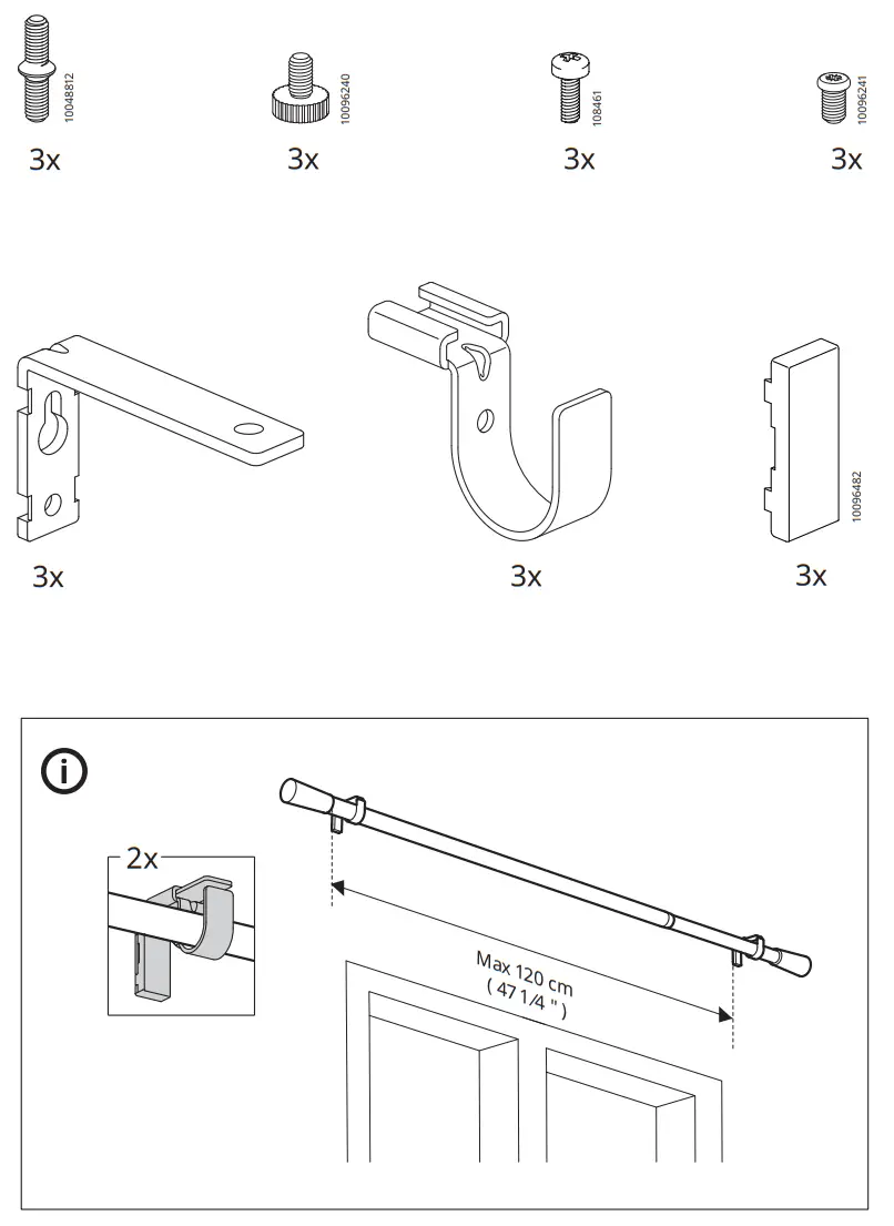 IKEA KÄGELKAKTUS Double Curtain Rod Set - Fig1
