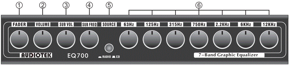 AUDIOTEK-EQ500-7-Band-Graphic-Equalizer-with-Subwoofer-Output-and-CD-Radio-Selector-Switch-fig-1