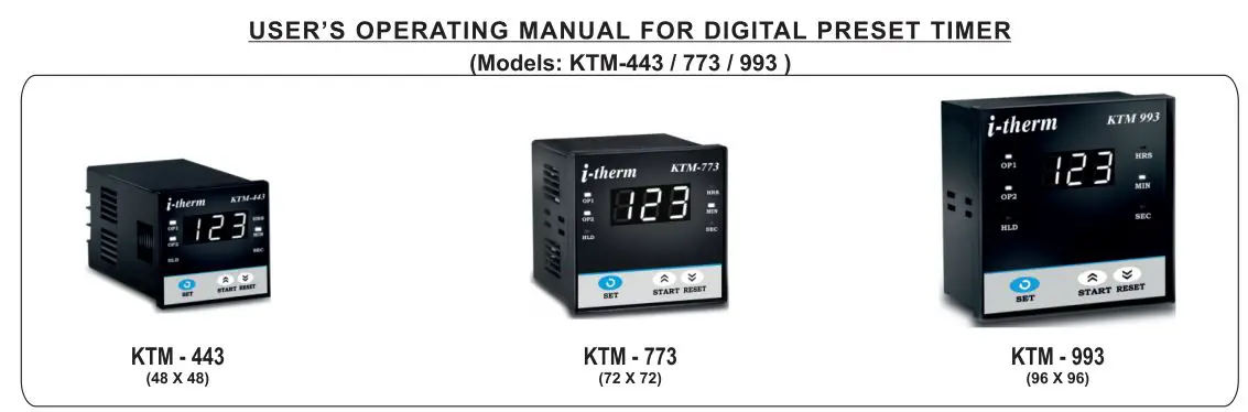 i-therm KTM-443 Digital Preset Timer User Manual