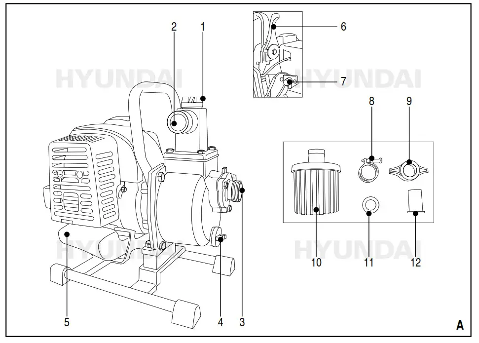 HYUNDAI 57642 Water Pump With Gasoline Engine - fig
