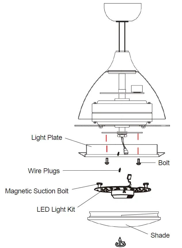 THE HOME DEPOT CFN-1506 52 Inch Modern LED Indoor Black Semi Flush Mount Ceiling Fan 12
