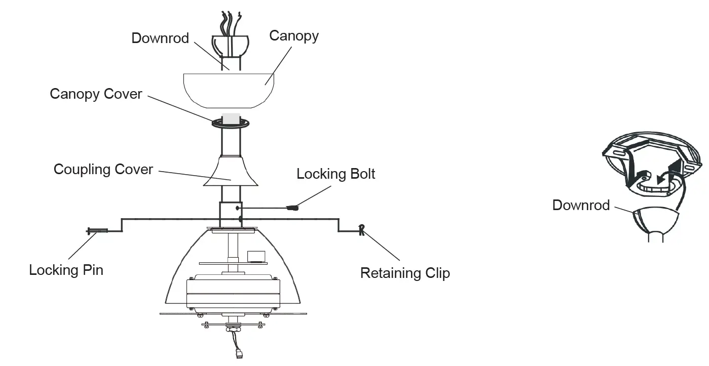 THE HOME DEPOT CFN-1506 52 Inch Modern LED Indoor Black Semi Flush Mount Ceiling Fan 8