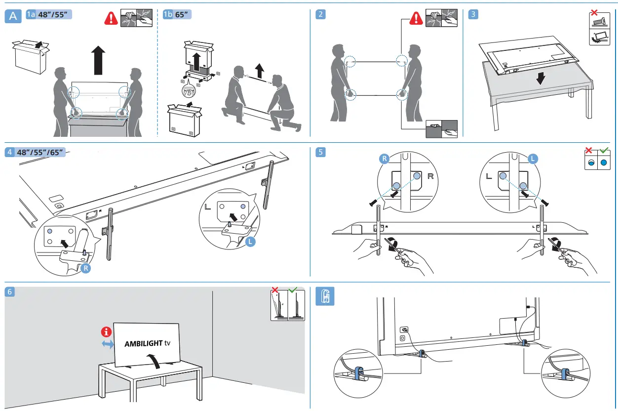 PHILIPS OLED708, OLED718 Series 4K Ambilight - Assembly