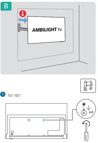 PHILIPS OLED708, OLED718 Series 4K Ambilight - Mounting
