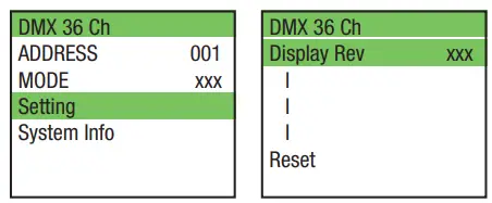 Cameo CLMBZ100 Moving Head with Zoom and Unlimited Pan and Tilt Rotation - DEVICE SETTINGS