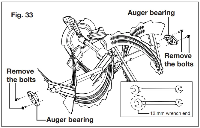 SNOW JOE iON100V-24SB Cordless Snow Blower - Auger bearing