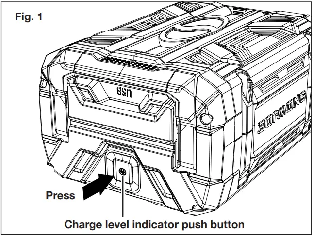 SNOW JOE iON100V-24SB Cordless Snow Blower - Charge level indicator