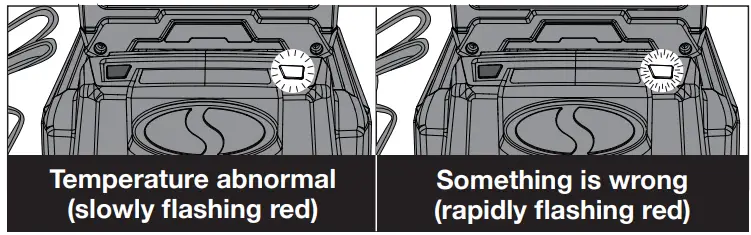 SNOW JOE iON100V-24SB Cordless Snow Blower - flashing red