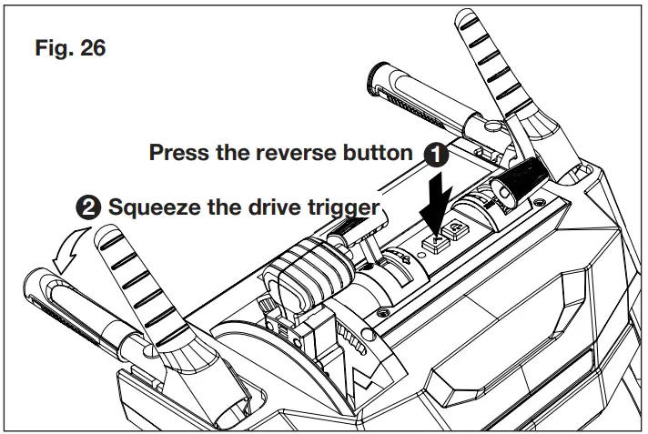 SNOW JOE iON100V-24SB Cordless Snow Blower - reverse button