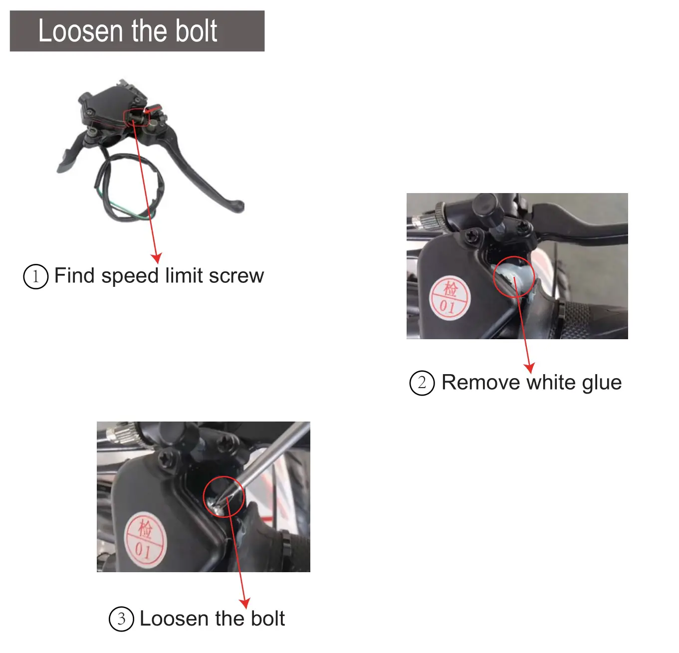 X-PRO CT110-2 ATV Speed Restriction Adjustment - Loosen the bolt