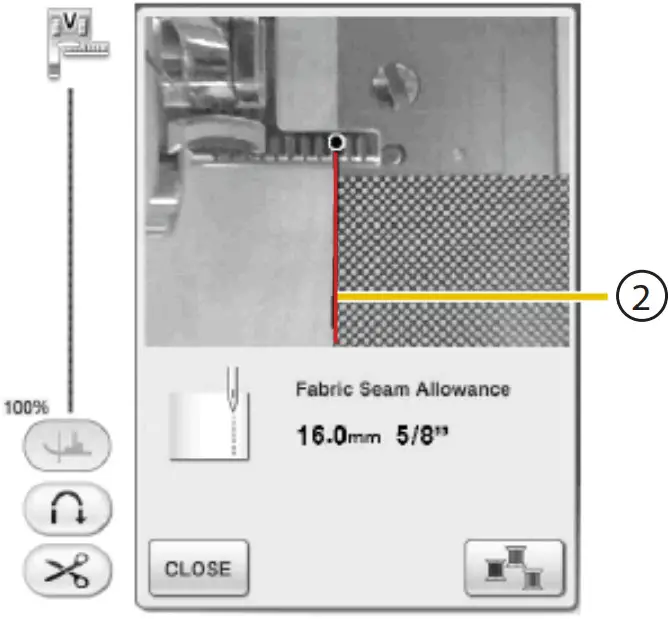 Baby Lock BLSO VF Vertical Stitch Alignment Foot - Camera detects